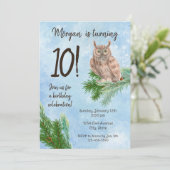 Winter Uil Verjaardag uitnodiging (Staand voorkant)