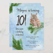 Winter Uil Verjaardag uitnodiging (Voorkant / Achterkant)