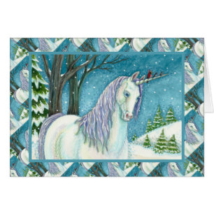 WINTER UNICORN EN VOGELS, PEACEFUL SNEEUWNOOT KAAR