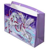 Winter Unicorn Fantasy Large Cadeauzakje (Achterkant Gekanteld)