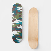 Winter Urban Camo Wit Bruin Turquoise Skateboard (Voorkant)