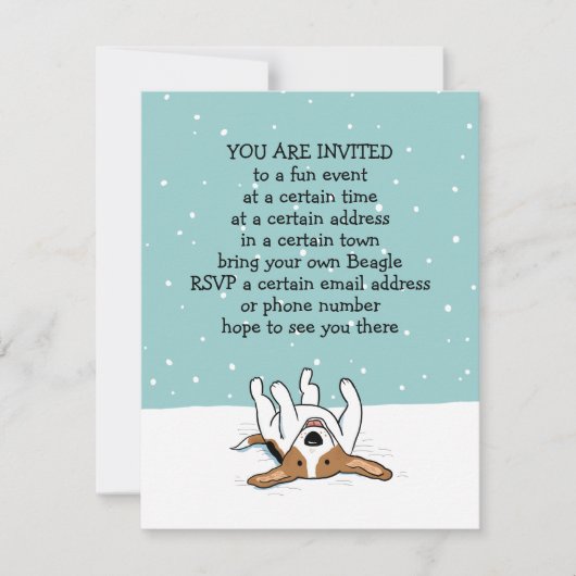 Winter Vakantie Beagle Feest Aankondigingen (Voorkant)