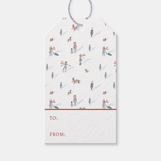 Winter Vakantie Gift Label Cadeaulabel (Voorkant)