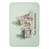 Winter Vakantie Gnome Rustieke Cabin Badmat (Voorkant Verticaal)