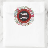 Winter Vakantie Goud Rood Zwart Monogram Uw Logo Ronde Sticker (Tas)