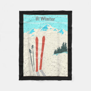 Winter Vakantie Kerst Ski X-mas Skien Skiër Fleece Deken