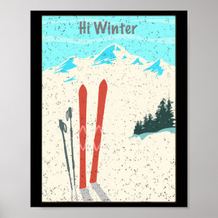 Winter Vakantie Kerst Ski X-mas Skien Skiloper Poster