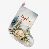 Winter Vakantie Kersthuisje Grote Kerstsok (Voorkant (Hangend))