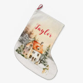 Winter Vakantie Kersthuisje Grote Kerstsok (Voorkant (Hangend))