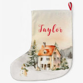 Winter Vakantie Kersthuisje Grote Kerstsok (Achterkant)