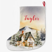 Winter Vakantie Kersthuisje Grote Kerstsok (Achterkant)