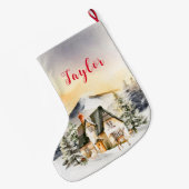 Winter Vakantie Kersthuisje Grote Kerstsok (Achterkant (Hangend))