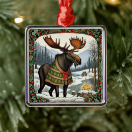 Winter Vakantie Moose Metalen Ornament
