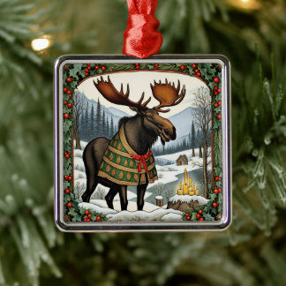 Winter Vakantie Moose Metalen Ornament