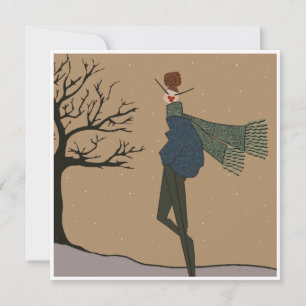Winter Vakantie Sneeuw Weer Mode Kunstkaart Feestdagenkaart