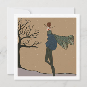 Winter Vakantie Sneeuw Weer Mode Kunstkaart Feestdagenkaart