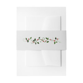 Winter Vakantie Trouwen Holly Vine Grey Matching Uitnodigingen Wikkel