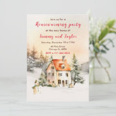 Winter Vakantiehuis Housewarming Party Kaart (Staand voorkant)