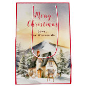 Winter Vakantiehuis Vrolijk kerstfeest Medium Cadeauzakje (Achterkant)