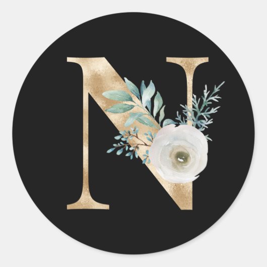 Winter vakanties initialen sticker letter N (Voorkant)