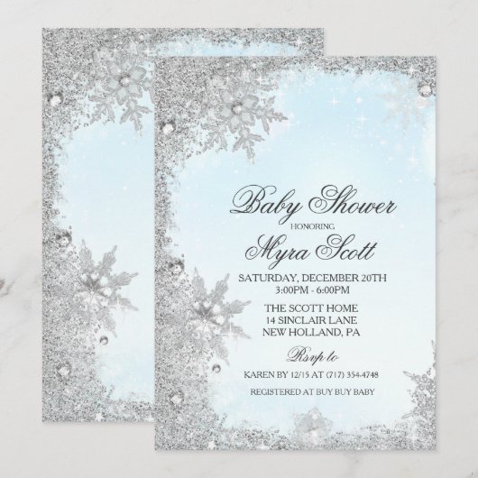 Winter-vakantieverblijf Baby shower uitnodiging (Voorkant / Achterkant)