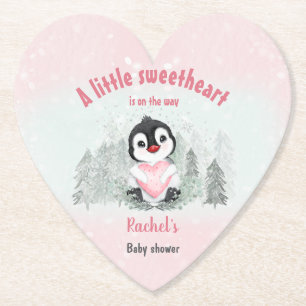 Winter Valentijnse Meisje Baby shower Hartpapier Kartonnen Onderzetters