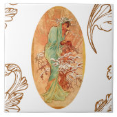 Winter van Alphonse Mucha Tegeltje (Voorkant)