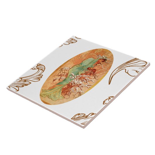 Winter van Alphonse Mucha Tegeltje (Zijkant)