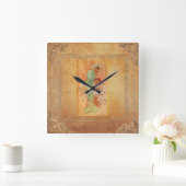 Winter van Alphonse Mucha Vierkante Klok (Huis)