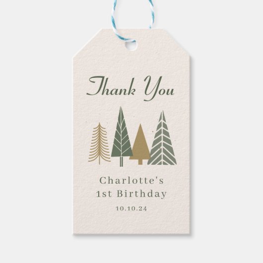 Winter Verjaardag Dank u Cadeaulabel (Voorkant)