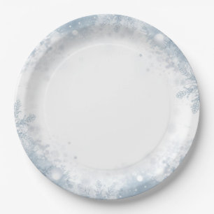 Winter verjaardag papieren borden Elegante sneeuwv Bordje