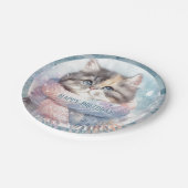 Winter Vibes Cat met een sjaal Verjaardag Papieren Bordje (Gekanteld)