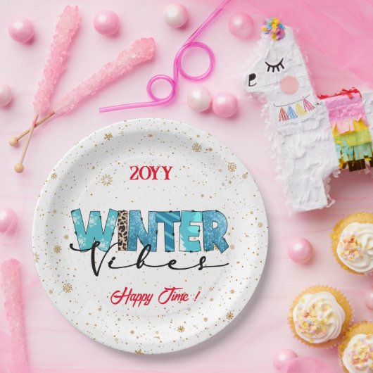 Winter Vibes Customize Papieren Bordje (Feest)