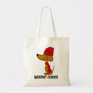 Winter Vibes Dachshund Canvas tas