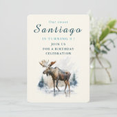 Winter vibes Eland - Verjaardags uitnodigingskaart Kaart (Staand voorkant)