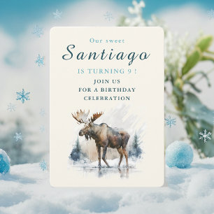Winter vibes Eland - Verjaardags uitnodigingskaart Kaart
