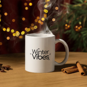 Winter Vibes - Minimalistische Sneeuwvlok en Berg Koffiemok