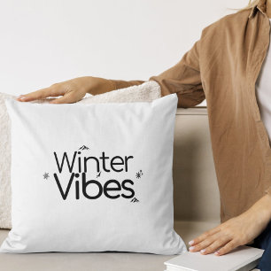 Winter Vibes - Minimalistische Sneeuwvlok en Berg Kussen