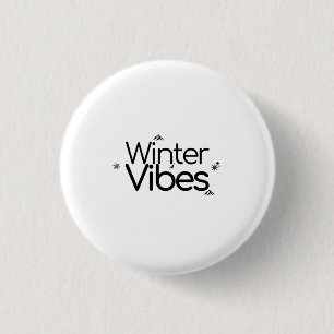 Winter Vibes - Minimalistische Sneeuwvlok en Berg Ronde Button 3,2 Cm