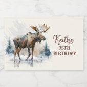 Winter Vibes Moose - Verjaardag Voedselcontainer Etiket (Enkel label)