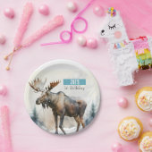 Winter vibes Moose - Verjaardagsfeest - Papieren Bordje (Feest)