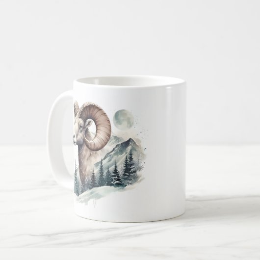 Winter Vibes Rocky Mountain Bighorn Schaap - Koffiemok (Voorkant links)
