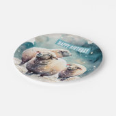 Winter vibes schapen - Verjaardagsfeest - Papieren Bordje (Gekanteld)