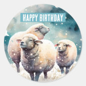 Winter vibes schapen - Verjaardagsfeest - Ronde Sticker (Voorkant)