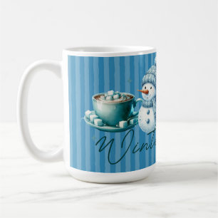 Winter vibes sneeuwman laarzen seizoensgebonden koffiemok