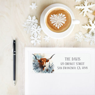 Winter Vibes Texas Longhorn - Retouradres Etiket