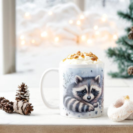 Winter Vibes Waterverf Baby Raccoon - Koffiemok