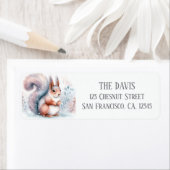 Winter Vibes Waterverf Eekhoorn Retouradres Etiket (Insitu)