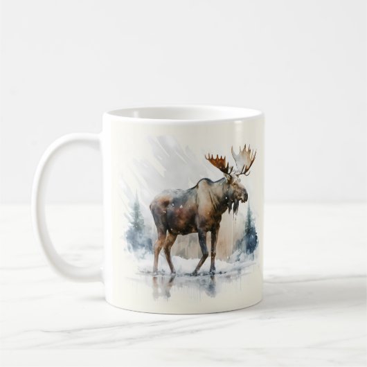 Winter Vibes Waterverf Moose Koffiemok (Links)