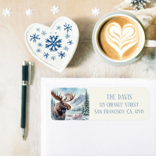 Winter Vibes Waterverf Moose Retouradres Etiket
